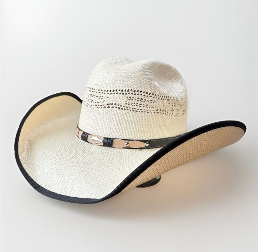 Summit Hats 50X Bangora Silverton Ivory Straw Cowboy Hat Western Bound Edge Sz L